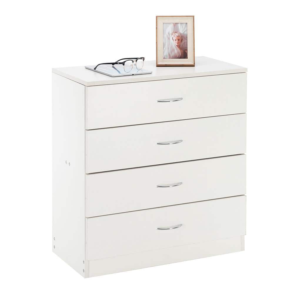 White MDF 4-Drawer Nursery Dresser with Extra Deep Drawer