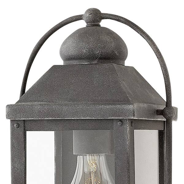 HINKLEY - Anchorage 1-Light Aged Zinc Black Hardwired Outdoor Wall Lantern Sconce