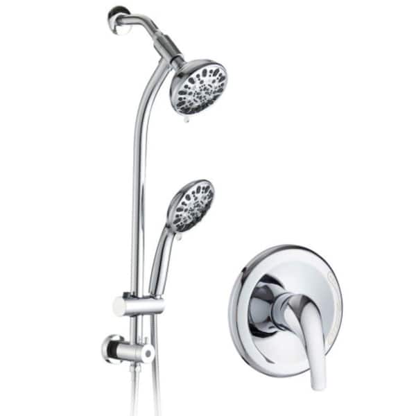 Lukvuzo 7-Spray Patterns with 1.8 GPM 5 in. Dual Shower Head and Handheld Shower Spa System in Chrome