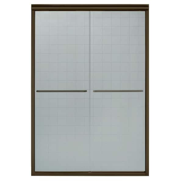 STERLING Finesse 47-5/8 in. x 70-1/16 in. Semi-Frameless Sliding Shower Door in Deep Bronze with Handle