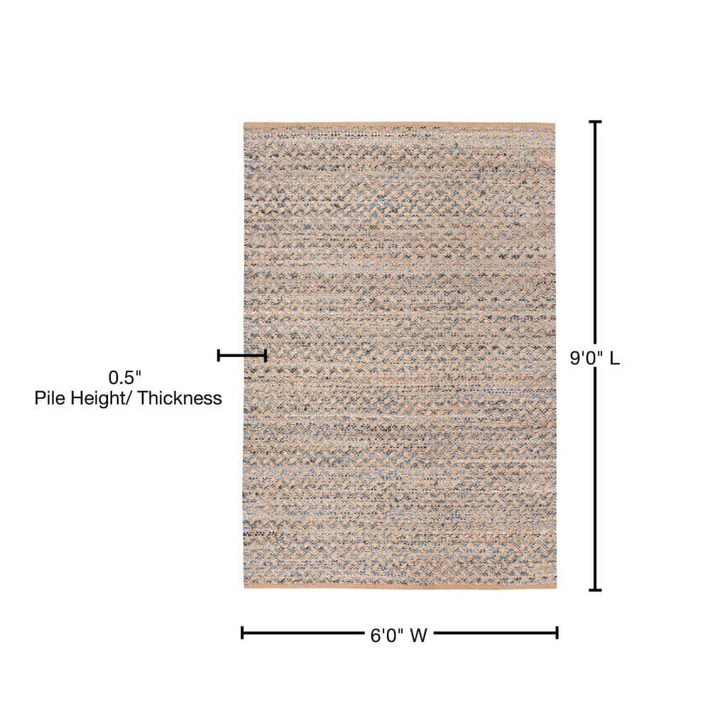 Boho-Chic Blue Geometric Flat-Woven 6' x 9' Reversible Rug