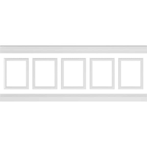 Ekena Millwork 94 1/2 in. (Adjustable 36 in. to 40 in.) 23 sq. ft. Polyurethane Ashford Square Panel Wainscot Kit Primed