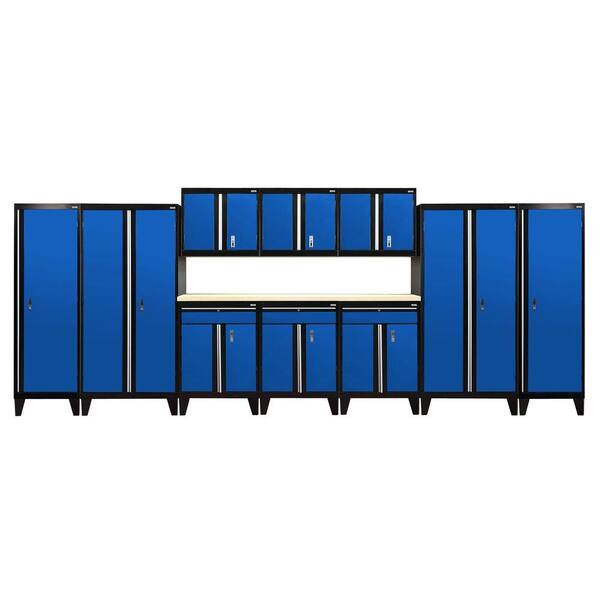 Sandusky 11-Piece Steel Garage Storage System in Black/Blue (228 in. W x 79 in. H x 18 in. D)