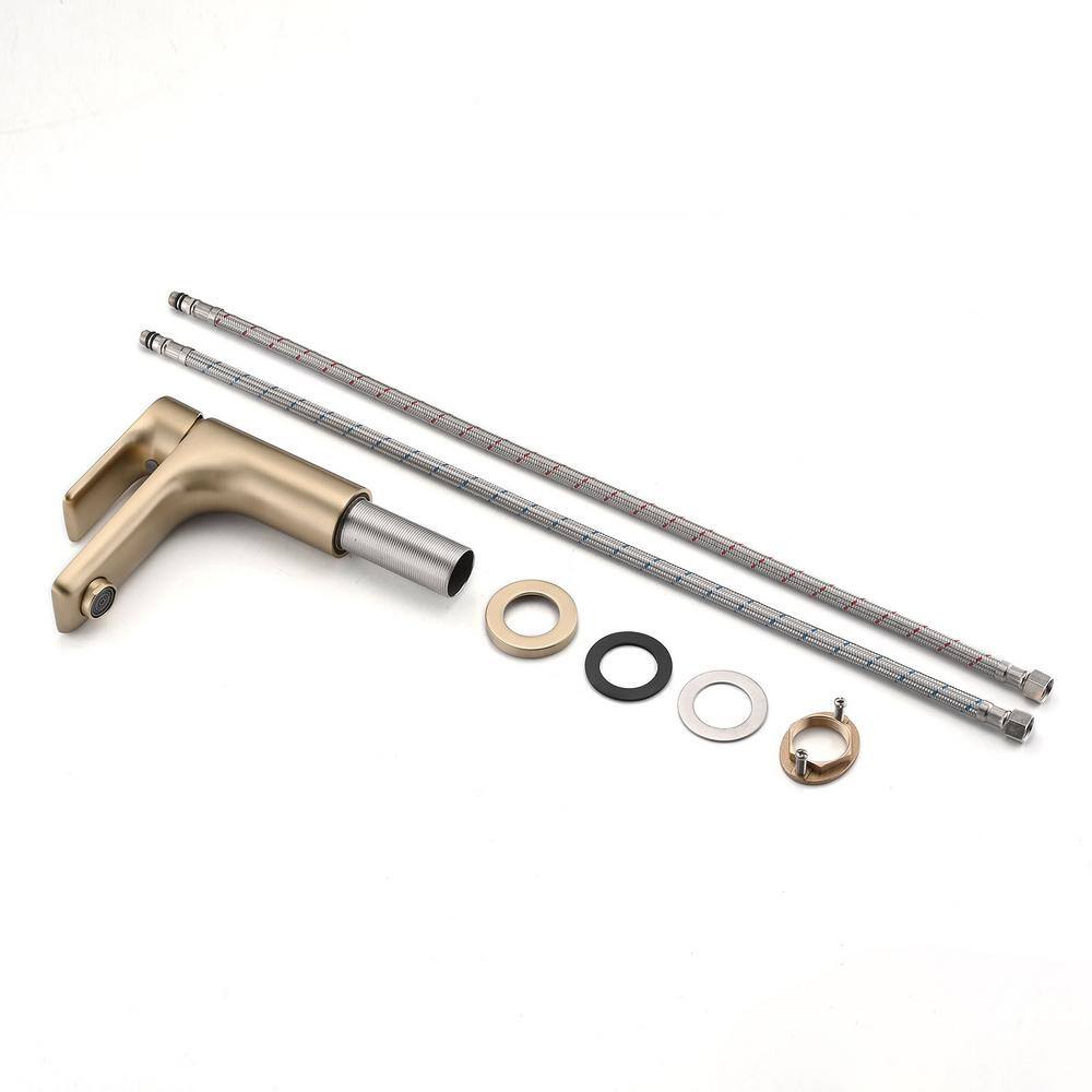 Brushed Gold Single Handle Mid Arc Bathroom Faucet