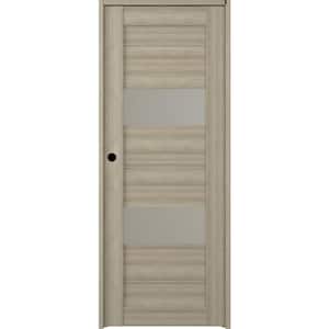 18 in. x 84 in. Vita Right-Hand Solid Core 2-Lite Frosted Glass Shambor Wood Composite Single Prehung Interior Door