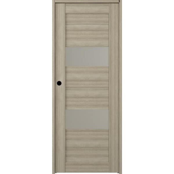 Belldinni 18 in. x 84 in. Vita Right-Hand Solid Core 2-Lite Frosted Glass Shambor Wood Composite Single Prehung Interior Door