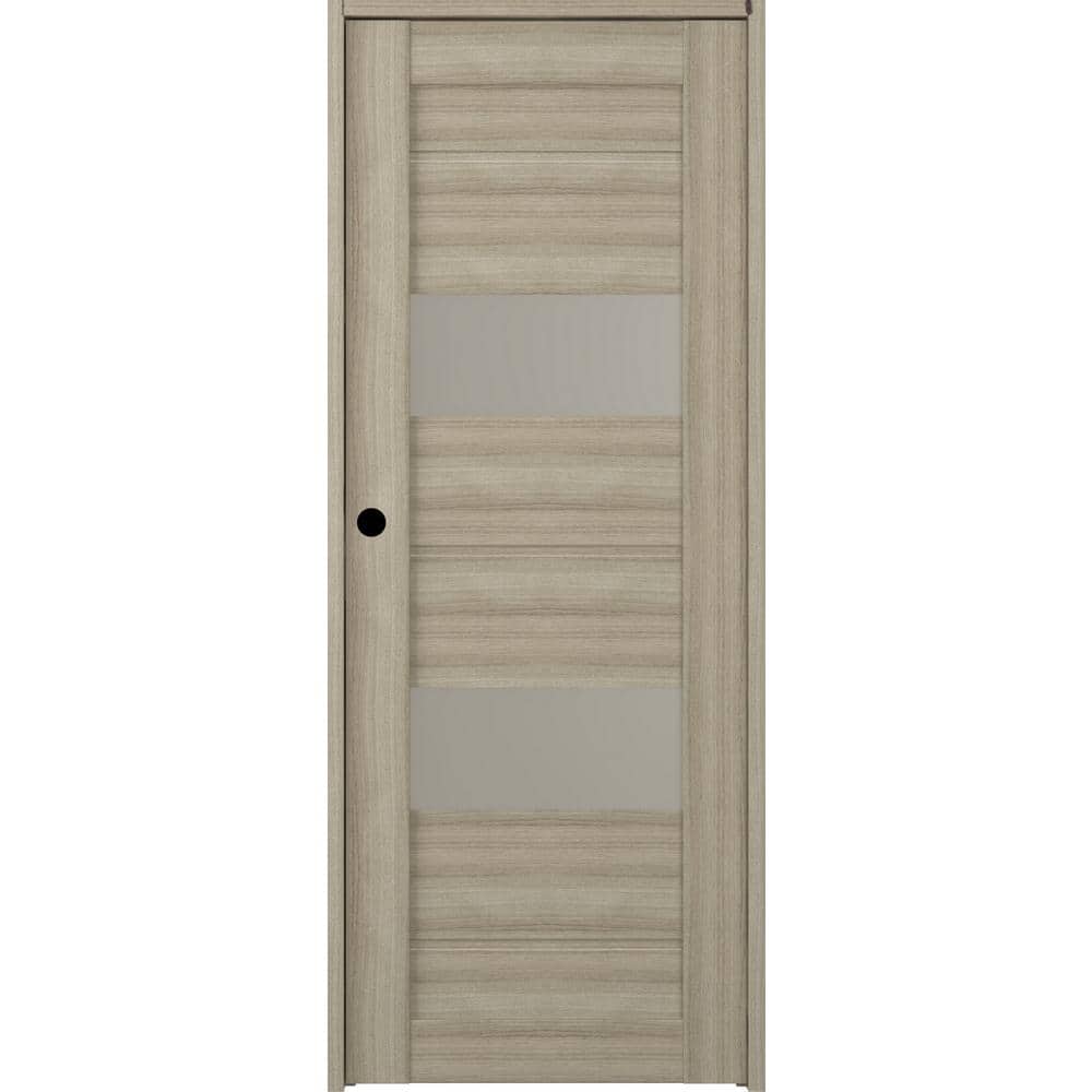 30 in. x 96 in. Vita Right-Hand Solid Core 2-Lite Frosted Glass Shambor Wood Composite Single Prehung Interior Door price history on PriceWatchPro