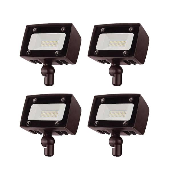 PROBRITE Bright Architectural 150-Watt Flood Light, 2000 Lumens, Outdoor Integrated LED Security Light, Bronze finish (4-Pack)