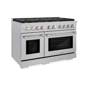 48 in. 8 Burner Freestanding Gas Range and Double Convection Oven in Fingerprint Resistant Stainless Steel