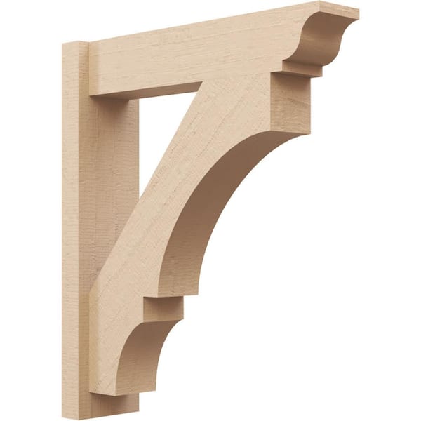 Ekena Millwork 6 in. x 28 in. x 24 in. Balboa Traditional Rough Cedar Woodgrain Timberthane Polyurethane Outlooker, Primed Tan