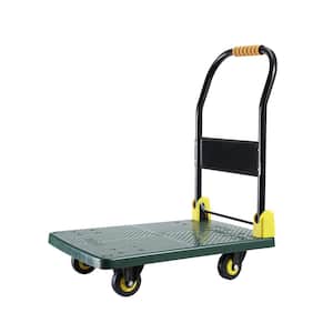 Foldable Push Hand Cart, Platform Truck with 440 lbs. Weight Capacity, Green