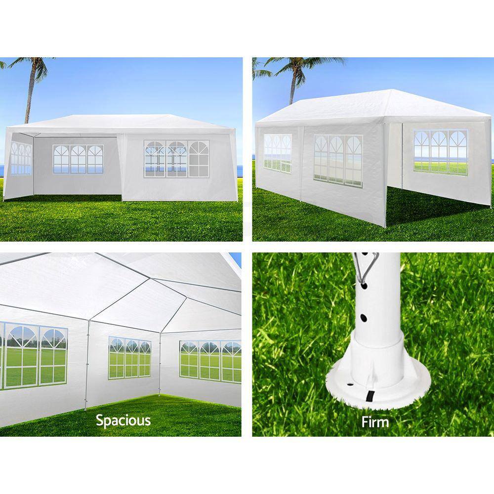 White 10x20 Portable Metal Frame Gazebo with Removable Sidewalls