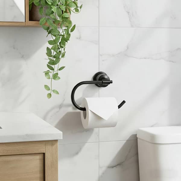 Wall-Mounted Single Post Toilet Paper Holder in Matte Black
