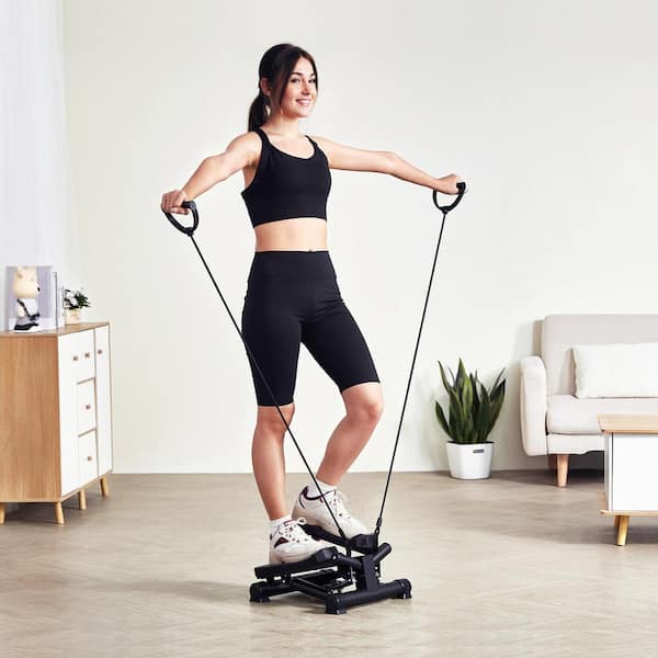 Stepper Fitness Con Fascia Di Resistenza - Pedali Antiscivolo, Monitor LCD, Per Gambe E Braccia, Portata 100 Kg