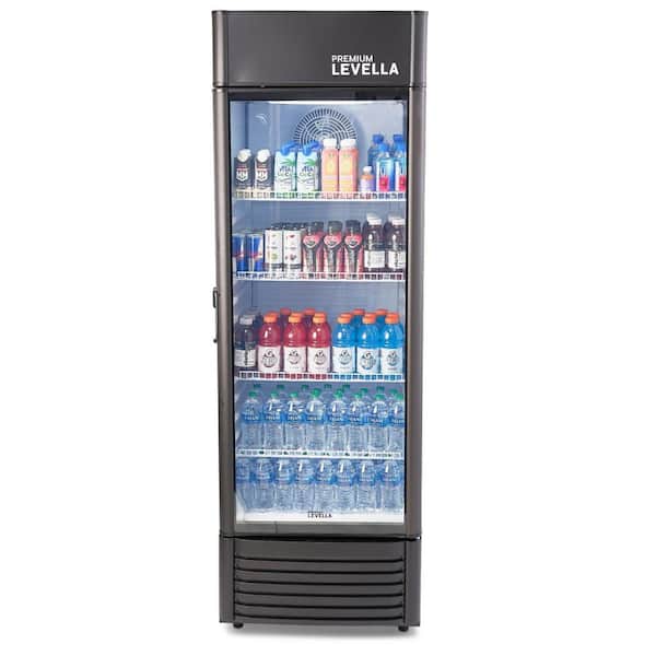 Premium LEVELLA 15.5 cu. ft. Commercial Upright Display Refrigerator Glass Door Beverage Cooler in Black