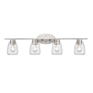 34 in. 4-Light Brushed Nickel Vanity Light with Clear Glass