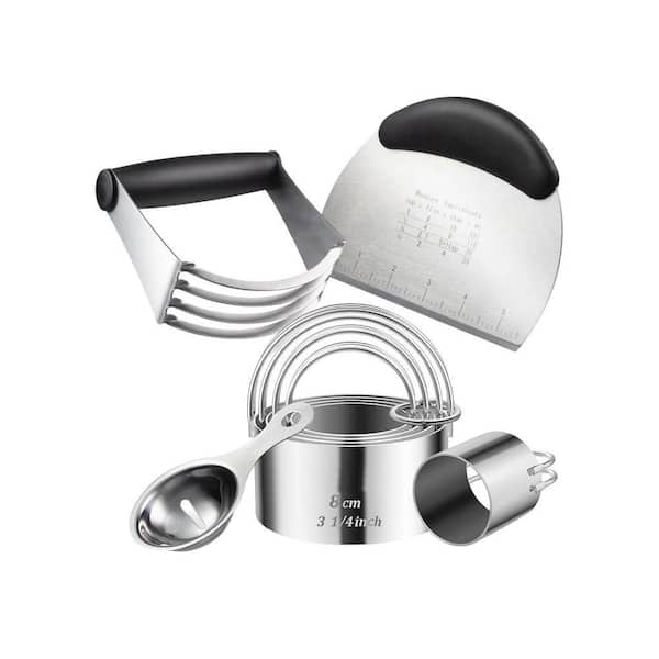Baking Tools Set with 5 Sizes Round Cookie Cutters, Dough Blender ...