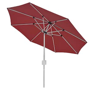 9 ft. Aluminum Smart Umbrella Patio Umbrella Outdoor Market Umbrella, Remote Button Controls and UV-Resistant Burgundy