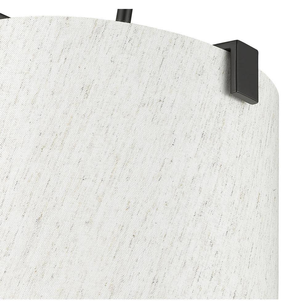 Weston Matte Black Steel Pendant Light with Cream Fabric Shade