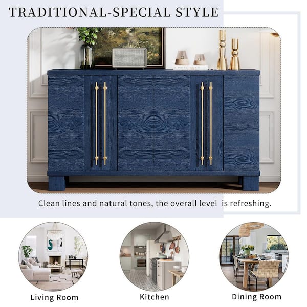 Harper & Bright Designs Antique Navy Wood 60 in. Traditional Style