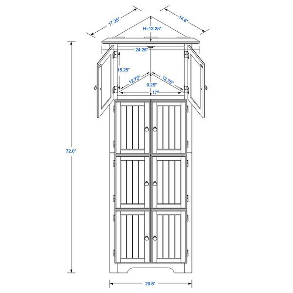 20.60 in. W x 12.25 in. D x 72.00 in. H Black Linen Cabinet Tall