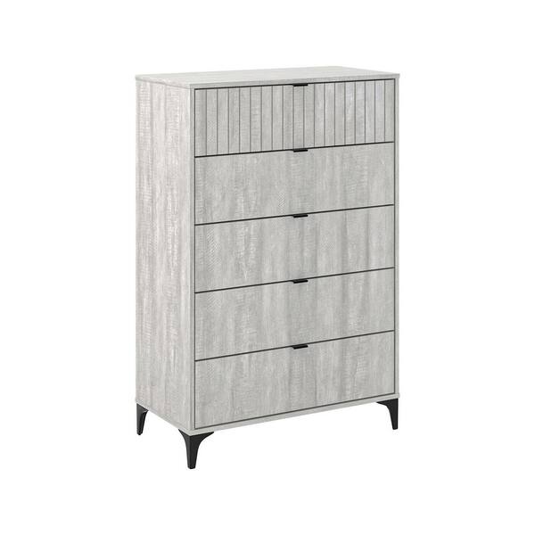 GALANO Zaffy Dusty Gray Oak 5-Drawer 30.7 in. Wide Chest of