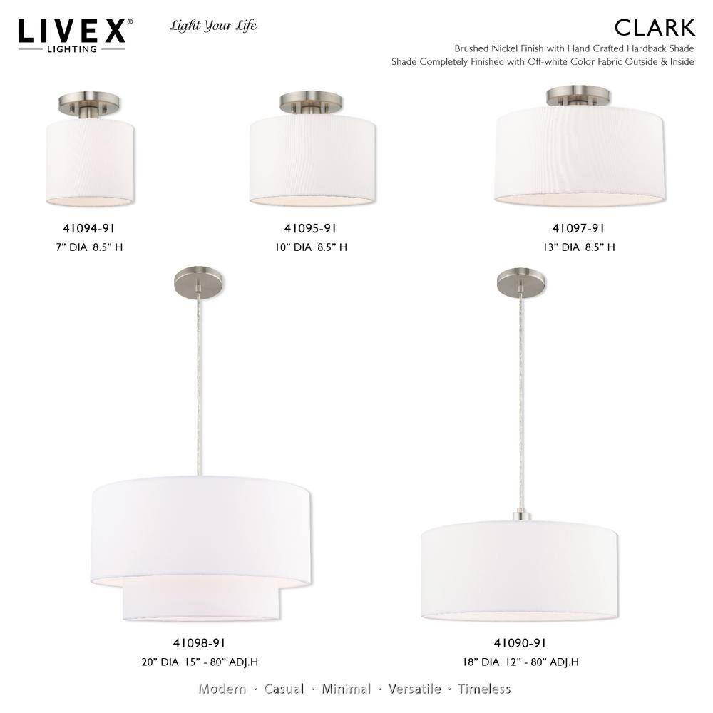 Clark Brushed Nickel 1-Light ADA Compliant Wall Sconce with Off-White Shade