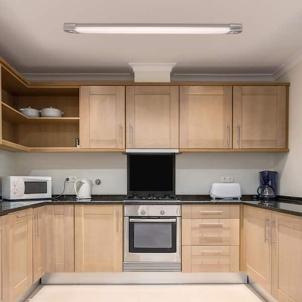 2-Pack 4 ft. Brushed Nickel Mission End Caps 5250LM 75W Integrated LED Wraparound Light Adjustable CCT Night Light