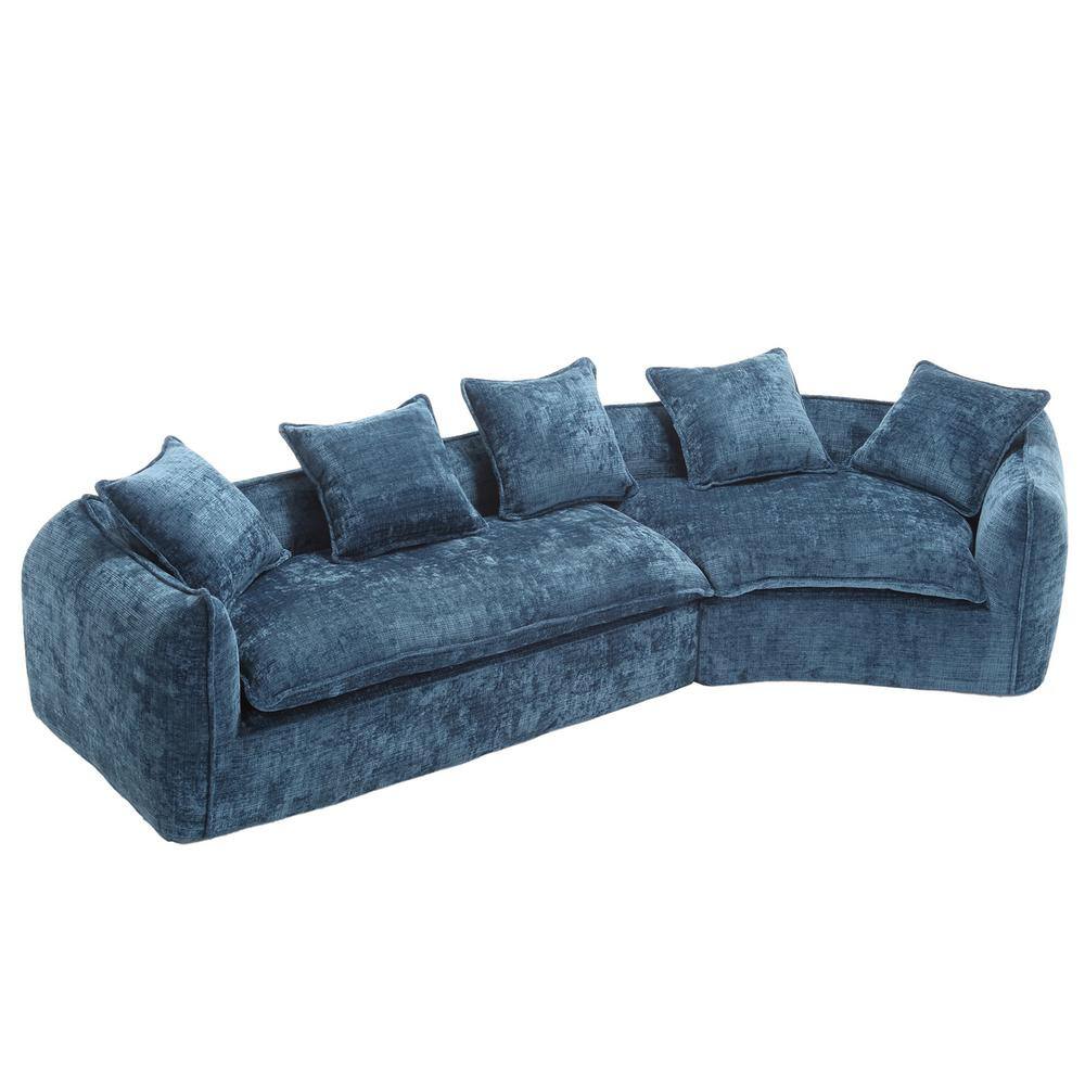 HOMEFUN 126 in. Straight Arm Chenille Curved Modular Large