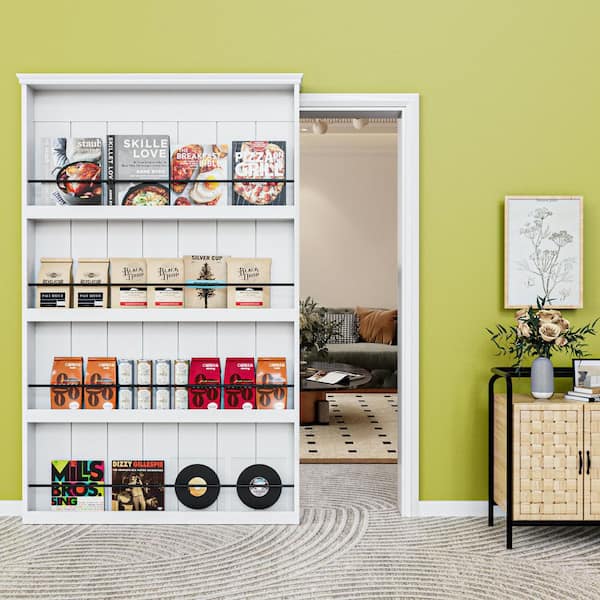 48 in. x 84 in. Decorative Cover White Primed Composite MDF Shelves Sliding Barn Door with Hardware Kit and Soft Close