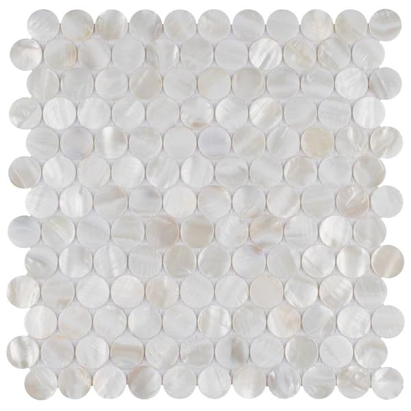 Merola Tile Conchella Penny White 11-1/4 in. x 11-5/8 in. Natural Shell Mosaic Tile (9.3 sq. ft./Case)