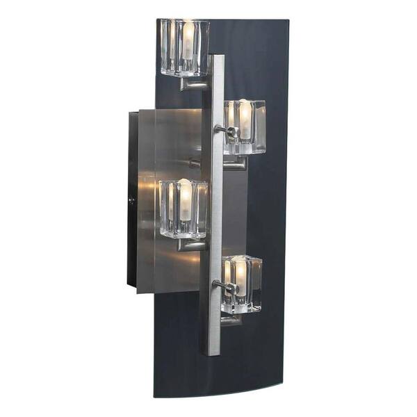 PLC Lighting 4-Light Satin Nickel Sconce with Clear Glass
