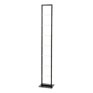 Ivan 59.38 in. Black Minimalist Modern Iron Ladder Column Standard Dimmable Integrated LED Floor Lamp