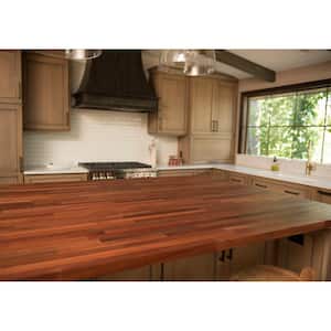 6 ft. L x 39 in. D Unfinished Sapele Solid Wood Butcher Block Island Countertop With Eased Edge