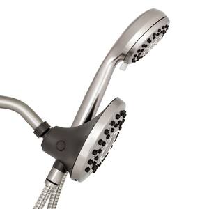 8-Spray Patterns with 1.8 GPM 6.25 in. Wall Mount Dual Shower Head and Handheld Shower Head in Brushed Nickel