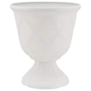 Lattice 10 in. W x 11 in. White Plastic Urn