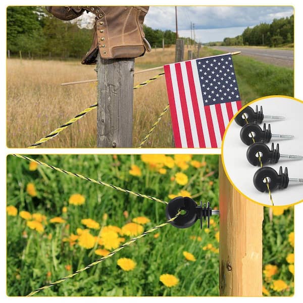 KIWDZFU 52-Pieces Electric Fence Kit with Poly Wire Black and