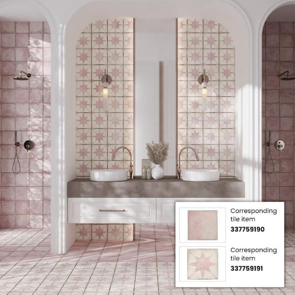 Apollo Tile Faenza 8 in. x 8 in. Matte Dusty Pink Porcelain Square