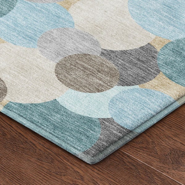 Mayfield Premium Machine Washable Abstract AMF2450 Turquoise 2 ft. x 3 ft. Accent Rug