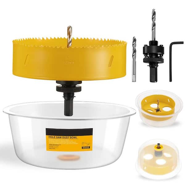 Unbranded Hole Saw 6 in. for Recessed Lighting with Dust Bowl High-Speed Steel Blade with Silicone Dust Catcher Tool