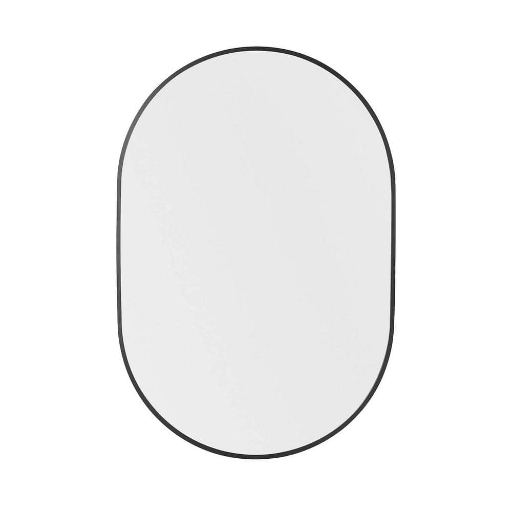 24 in. W x 42 in. H Oval Stainless Steel Framed Wall Mount Modern Decor Bat