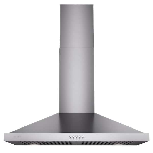 30 in. 380 CFM Convertible Kitchen Wall Mount Range Hood in Stainless Steel with Push Control, LEDs and Carbon Filters