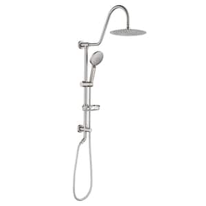 3-spray Round Wall Mount Shower Head and Handheld Shower Head 2.2 GPM in Brushed Nickel