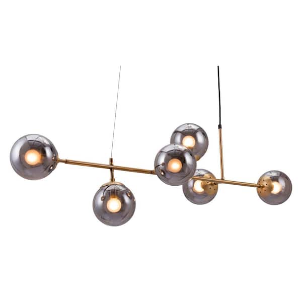 ZUO Gisela 6-Light Bronze Chandelier with Tempered Glass Shade
