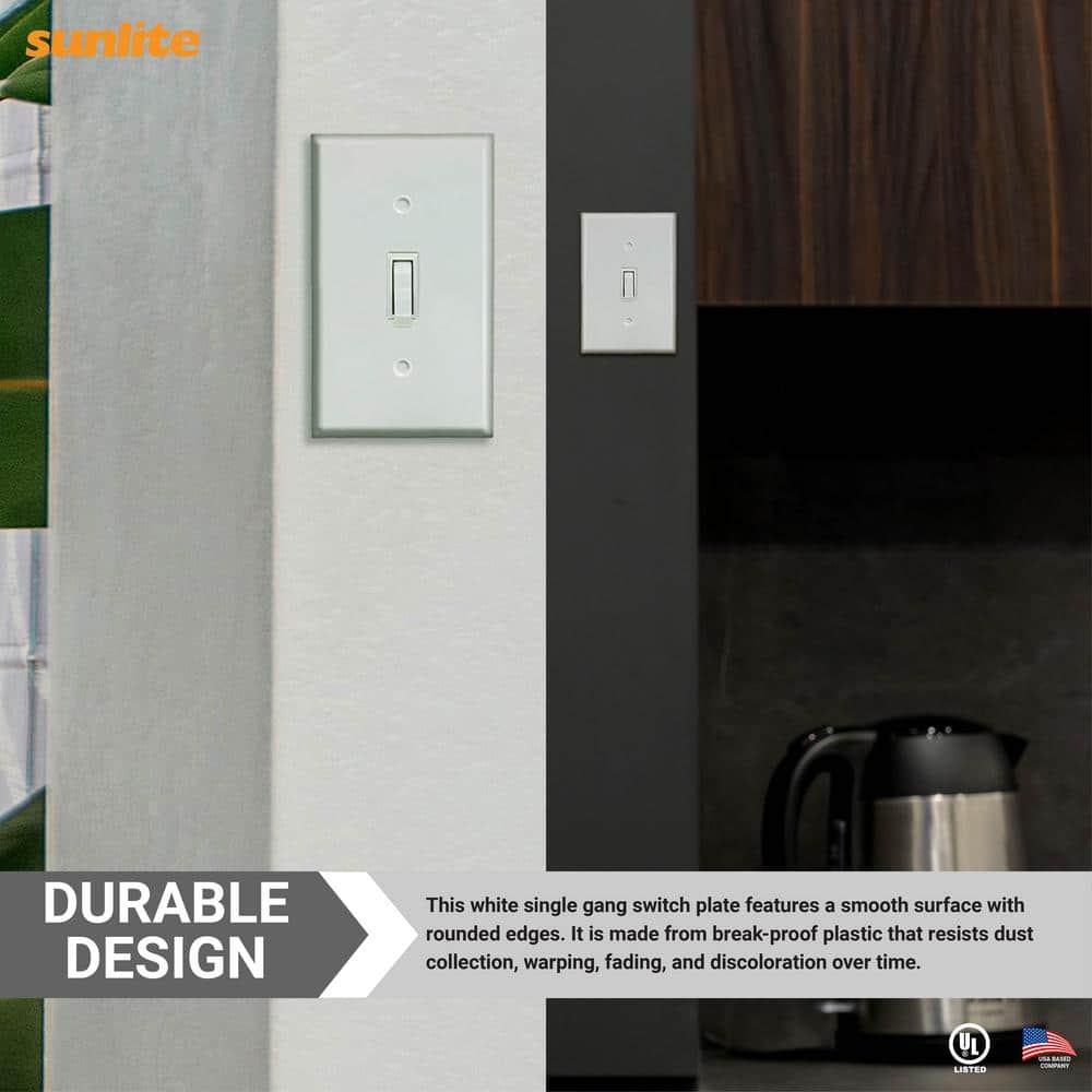 White Plastic 1-Gang Toggle Switch Plate, 12 Pack