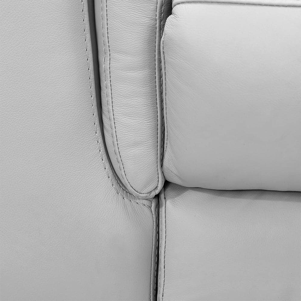 Contemporary Gray Top Grain Leather Power Reclining Loveseat with USB