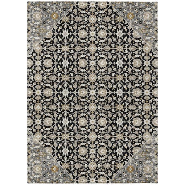 Chantille Machine Washable Indoor/Outdoor Abstract ACN3046 Black 3 ft. x 5 ft. Area Rug