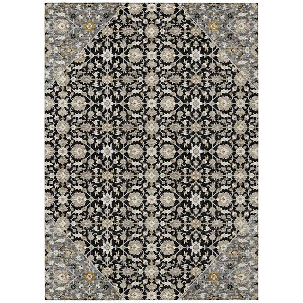 Chantille Machine Washable Indoor/Outdoor Abstract ACN3046 Black 5 ft. x 7 ft. 6 in. Area Rug