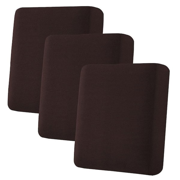 3-Piece Polyester Sofa Covers, Thick Jacquard Twill Fabric Couch Slipcovers for Living Room, Bedroom, Chocolate