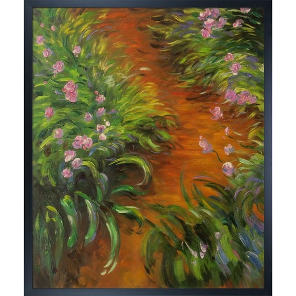 LA PASTICHE Irises by Claude Monet Studio Black Wood Framed Abstract Oil Painting Art Print 21.5 in. x 25.5 in.